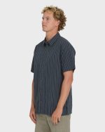 Garage Sandon Jacquard Short Sleeve Woven Shirt - True Navy - Image 3