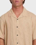 Garage Nashua Jacquard Short Sleeve Woven Shirt - Oatmeal - Image 5