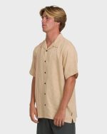 Garage Nashua Jacquard Short Sleeve Woven Shirt - Oatmeal - Image 3