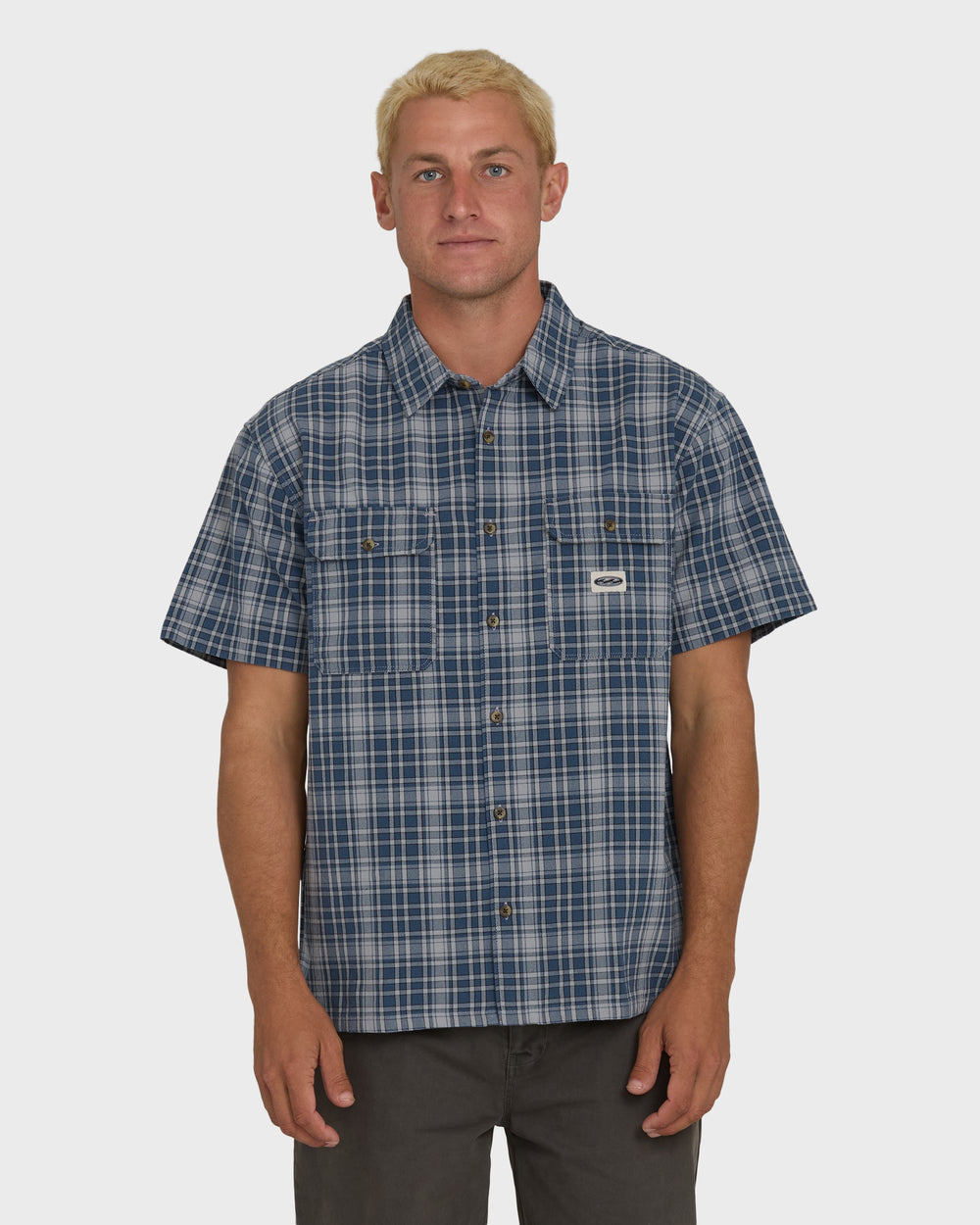 BL000545M_DKD_OM-F.jpg Bad Dog Short Sleeve Woven Shirt - Dark Denim - Image 1