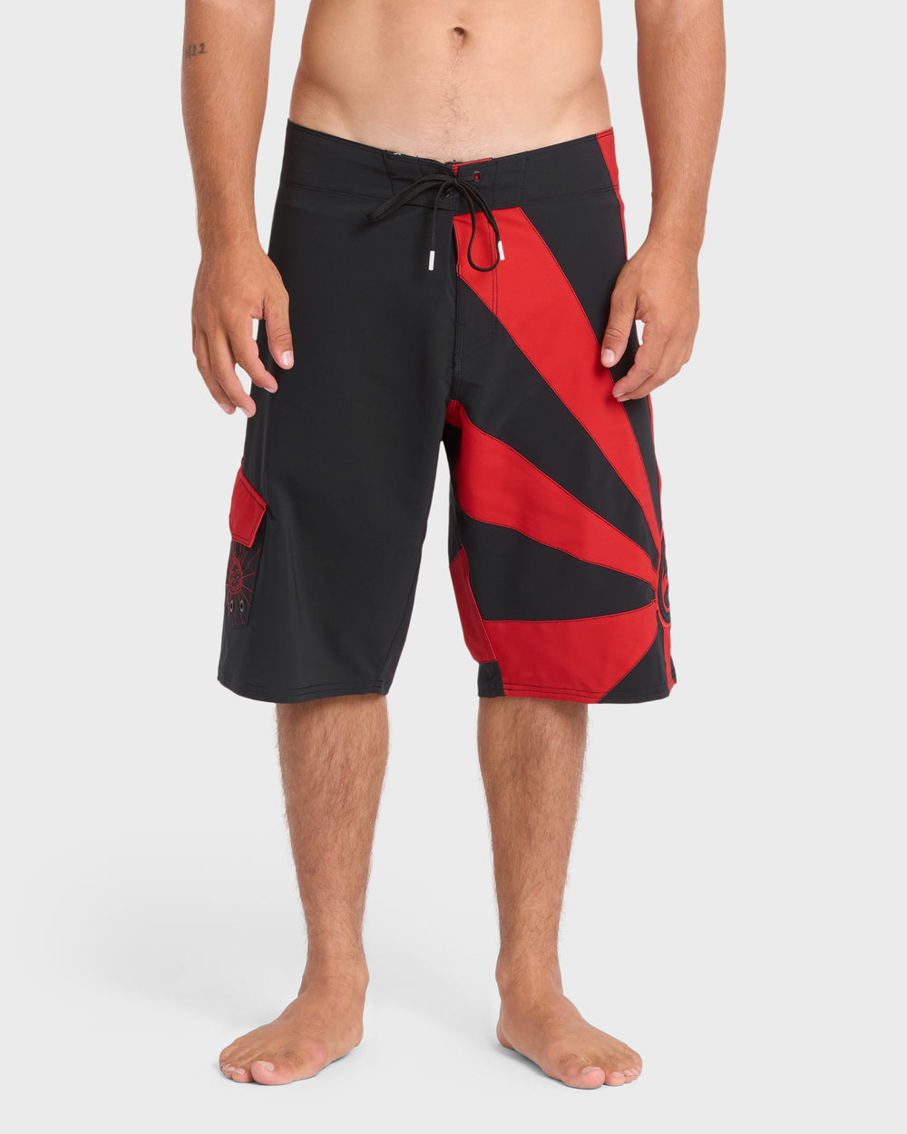 BL000551M_BLR_OM-F.jpg A.I. Rising Sun Pro 22" Boardshorts - Black/Red - Image 1