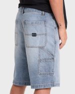 Bad Dog Workwear Denim Shorts - Bleached Blue Wash - Image 5