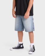 Bad Dog Workwear Denim Shorts - Bleached Blue Wash - Image 4