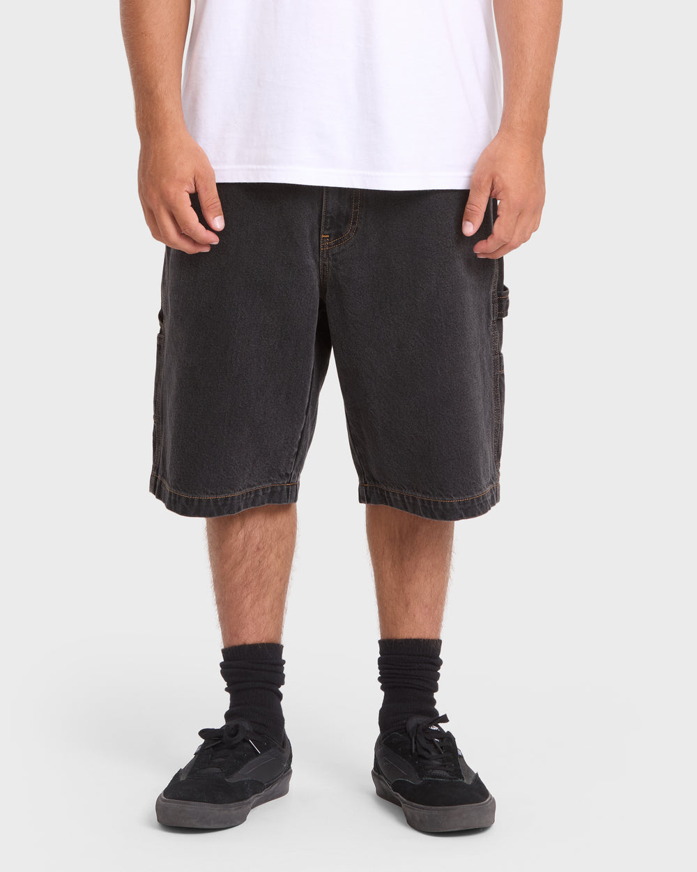 BL000558M_BWS_OM-F.jpg Bad Dog Workwear Denim Shorts - Black Wash - Image 1
