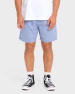 San O Layback Linen Shorts - Blue Heather