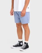 San O Layback Linen Shorts - Blue Heather - Image 4