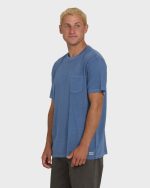 Essential Wave Washed Premium Short Sleeve Pocket Tee - Blue Horizon - Image 3