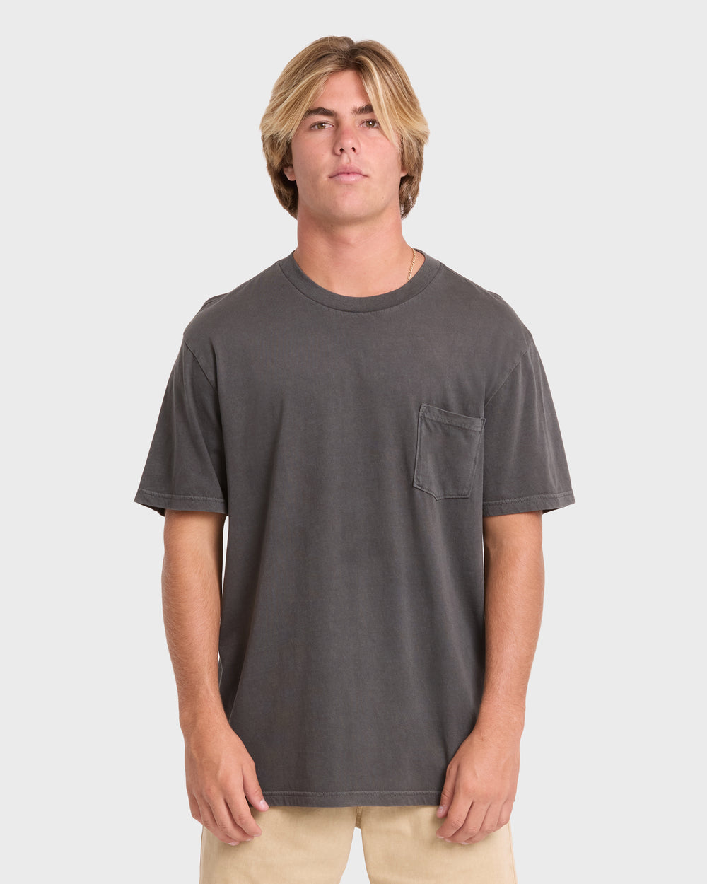 BL000588M_RVN_OM-F.jpg Essential Wave Washed Premium Short Sleeve Pocket Tee - Raven - Image 1