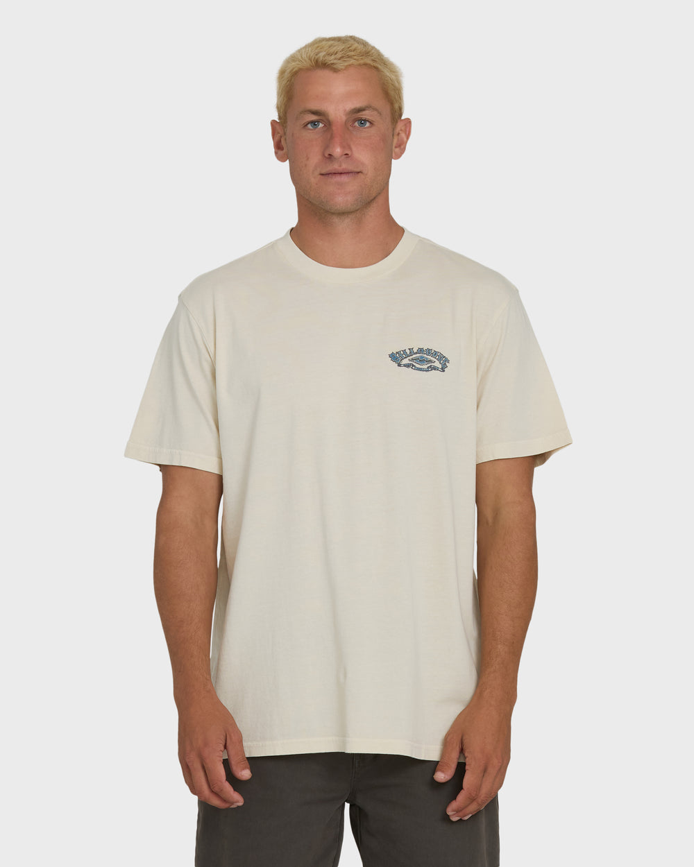 BL000629M_OAT1_OM-F.jpg Heritage Arch Wave Washed Premium Short Sleeve Knit T-Shirt - Oatmeal - Image 1