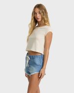 Beach Dreamin Denim Shorts - Faded Indigo Fray - Image 3