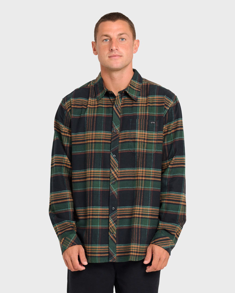 BL000837M_BLK_OM-F.jpg Coastline Long Sleeve Flannel Shirt - Black - Image 1