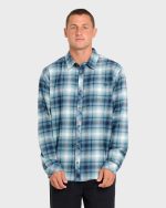 Coastline Long Sleeve Flannel Shirt - China Blue