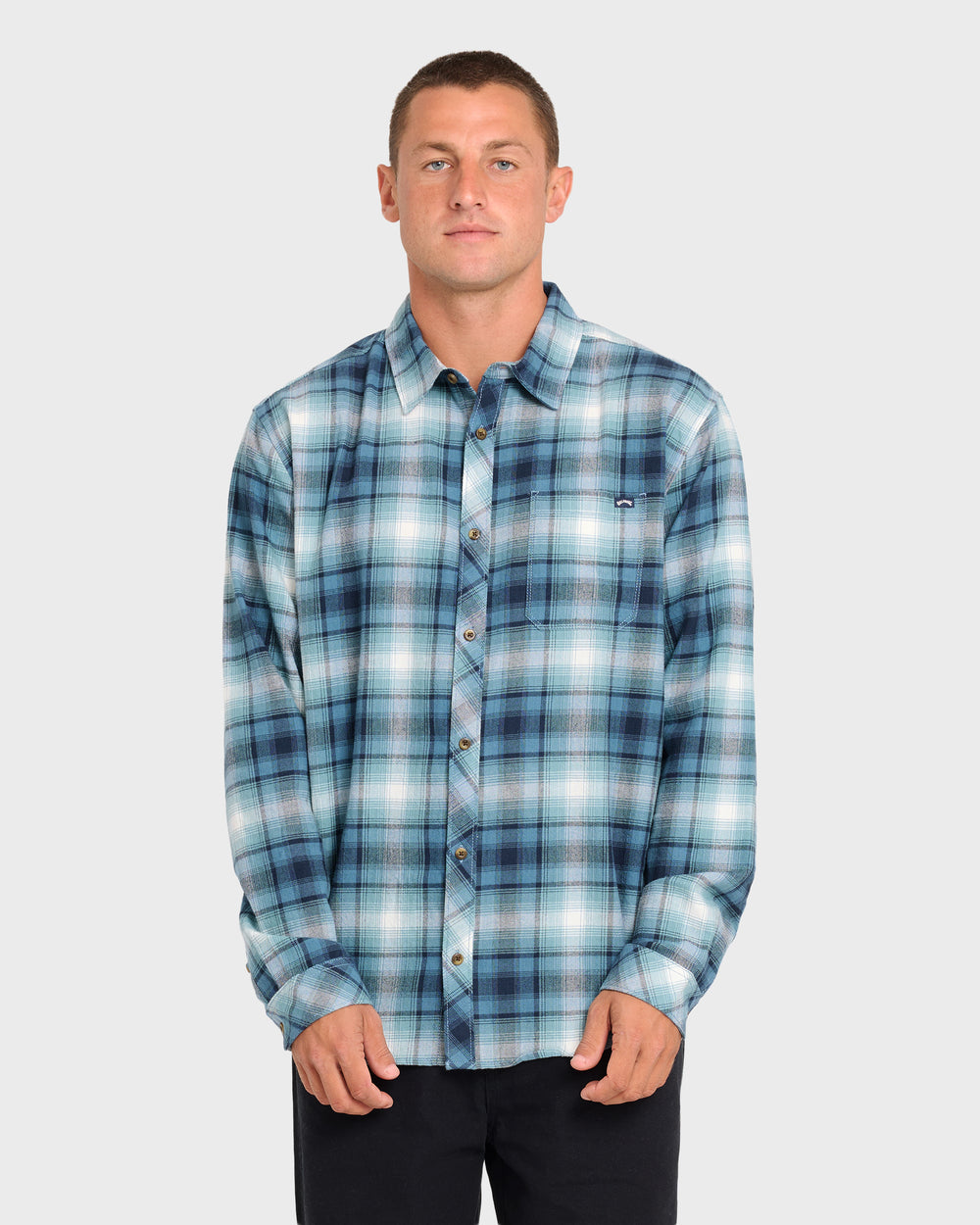 BL000837M_CHN_OM-F.jpg Coastline Long Sleeve Flannel Shirt - China Blue - Image 1