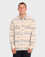 Offshore Jacquard Long Sleeve Flannel Shirt - Sand Khaki