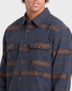Offshore Jacquard Long Sleeve Flannel Shirt - True Navy - Image 5