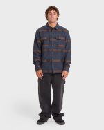 Offshore Jacquard Long Sleeve Flannel Shirt - True Navy - Image 3