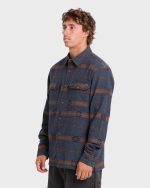 Offshore Jacquard Long Sleeve Flannel Shirt - True Navy - Image 4