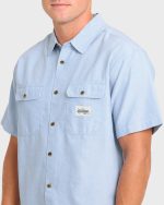 Bad Dog Short Sleeve Oxford Shirt - Blue Fog - Image 5