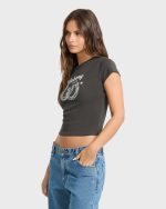 Suns Up Now Short Sleeve Cotton T-Shirt - Off Black - Image 4
