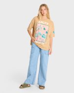 Salty Since Short Sleeve Cotton Graphic T-Shirt - Curry - Image 3