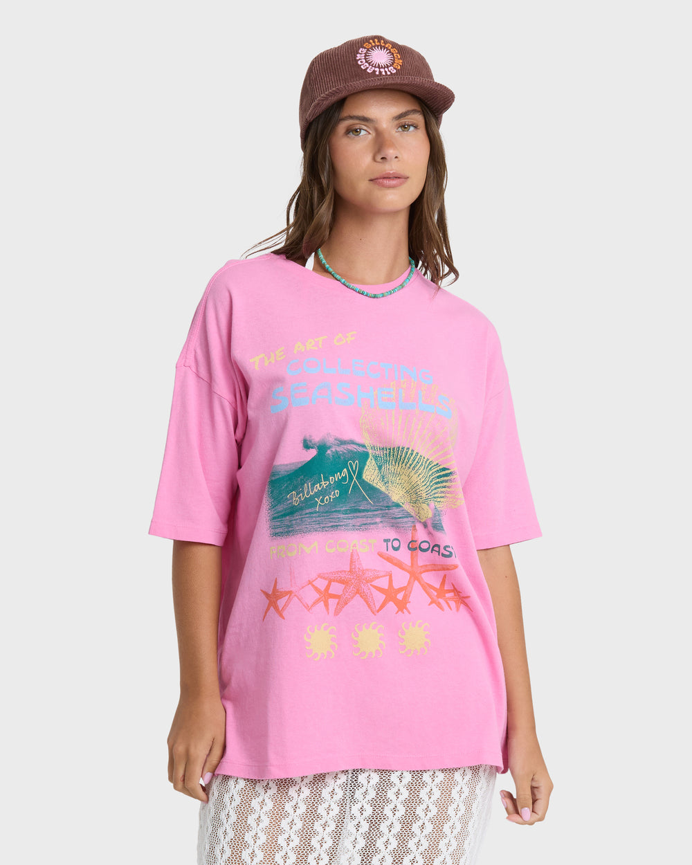 BL000875W_PYP_OM-F.jpg Distant Stars Short Sleeve Cotton T-Shirt - Party Pink - Image 1