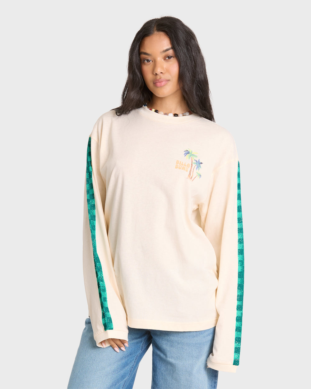 BL000881W_WCP_OM-F.jpg On Vacay Long Sleeve Cotton T-Shirt - White Cap - Image 1