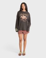 Familiar Roads Long Sleeve Knit Graphic T-Shirt - Off Black - Image 3