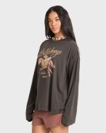 Familiar Roads Long Sleeve Knit Graphic T-Shirt - Off Black - Image 4