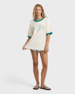 Go West Ringer Short Sleeve Knit T-Shirt - White Cap - Image 3