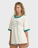 Go West Ringer Short Sleeve Knit T-Shirt - White Cap - Image 4