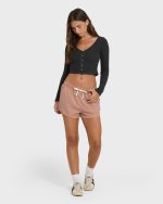 Paxton Long Sleeve Cotton Knit Top - Black Sands - Image 3