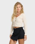 Paxton Long Sleeve Cotton Knit Top - White Cap - Image 4