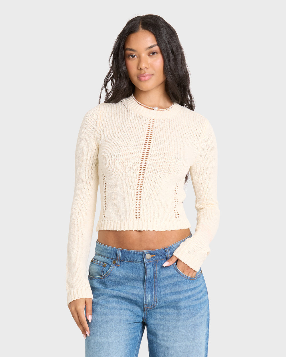 BL000936W_WCP_OM-F.jpg Sweet Clare Crewneck Sweater - White Cap - Image 1