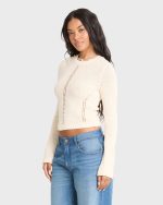 Sweet Clare Crewneck Sweater - White Cap - Image 4