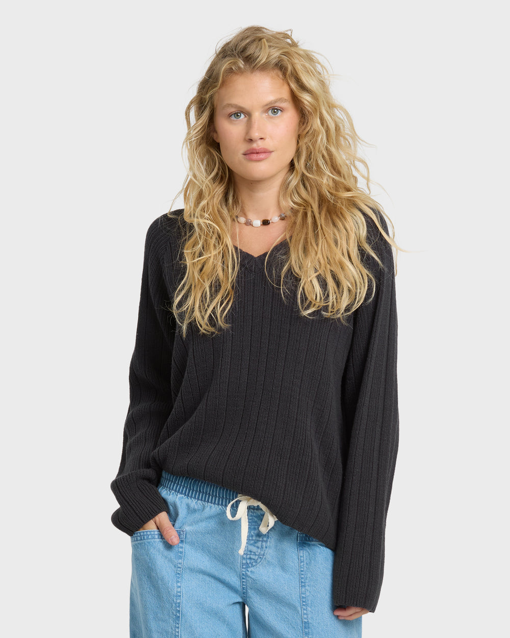 BL000941W_BSD1_OM-F.jpg Dallas V-Neck Sweater - Black Sands - Image 1