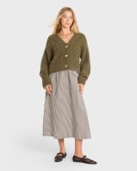 August V-Neck Cardigan Sweater - Canteen - Image 3