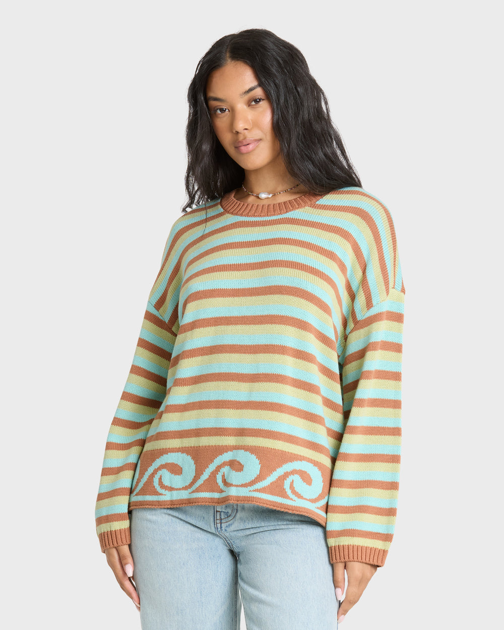 BL000950W_SGA_OM-F.jpg Bayside Crewneck Sweater - Sugar Almond - Image 1