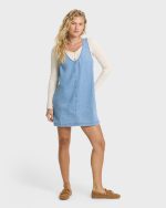 Lyla Saltwashed Mini Dress - Sea Blue - Image 4