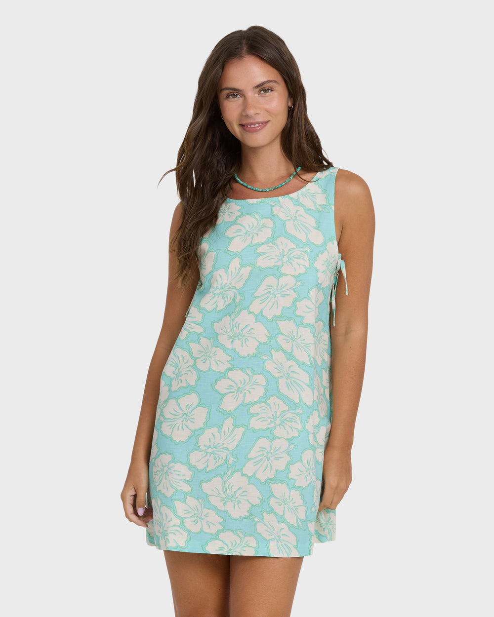 BL000964W_WTR_OM-F.jpg Hibiscus Heaven Mini Dress - Waterfall - Image 1