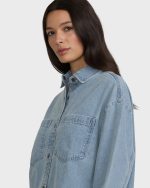 Mix Match Long Sleeve Denim Overshirt - Sky Wash - Image 5
