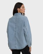 Mix Match Long Sleeve Denim Overshirt - Sky Wash - Image 2