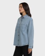 Mix Match Long Sleeve Denim Overshirt - Sky Wash - Image 4