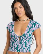 Crush On You Short Sleeve Crepe Shirt - Deep Lagoon - Image 5