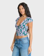 Crush On You Short Sleeve Crepe Shirt - Deep Lagoon - Image 4