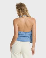 Lyla Saltwashed Halter Top - Sea Blue - Image 2