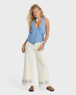 Lyla Saltwashed Halter Top - Sea Blue - Image 4