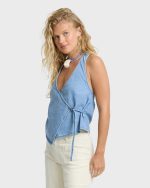 Lyla Saltwashed Halter Top - Sea Blue - Image 5