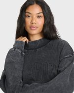 Sun Washed Mock Neck Sweatshirt - Black Sands - Image 5