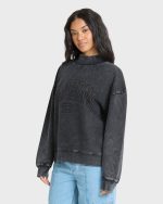 Sun Washed Mock Neck Sweatshirt - Black Sands - Image 4