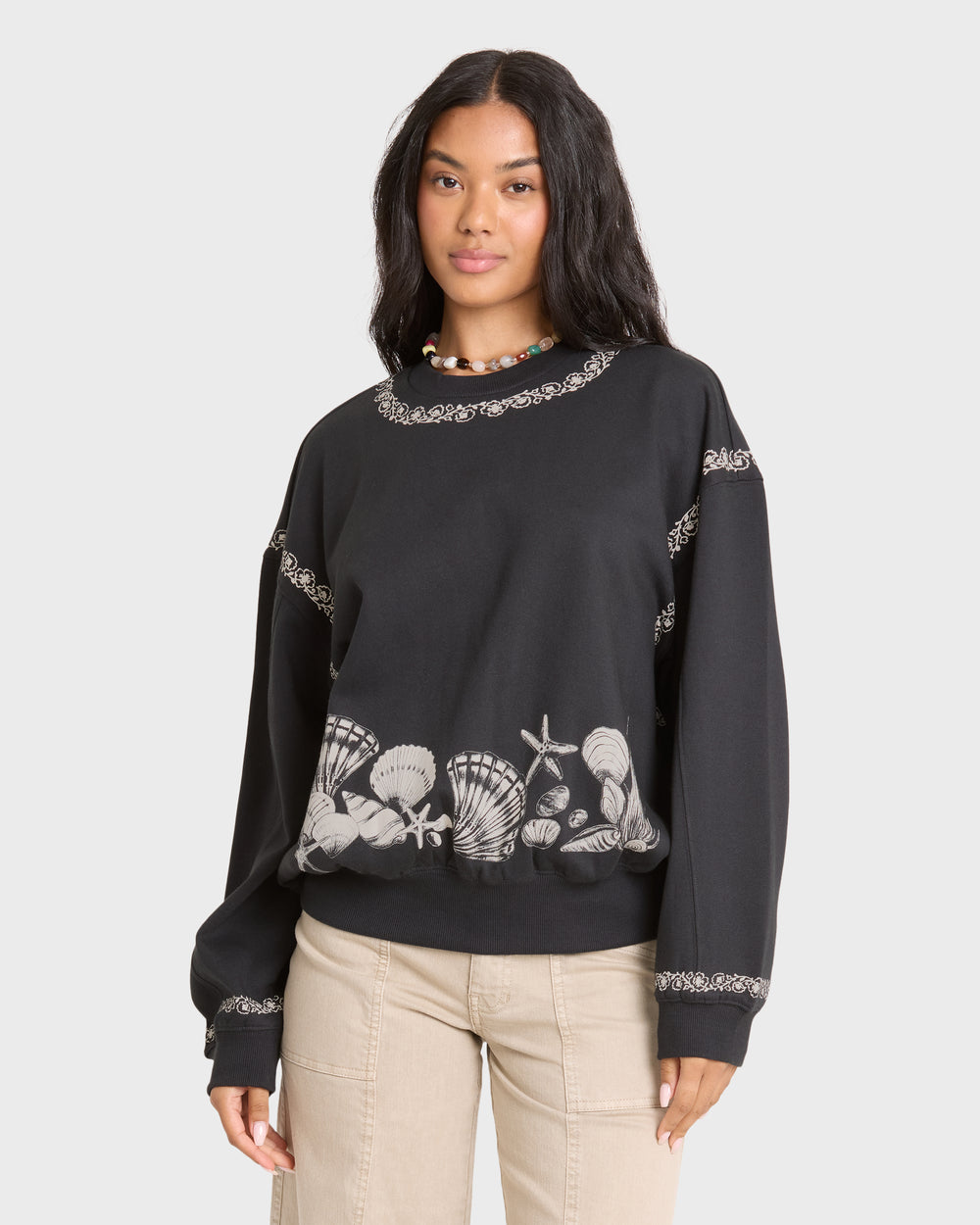 BL001042W_BSD1_OM-F.jpg Sea Treasure Kendal Crewneck Sweatshirt - Black Sands - Image 1